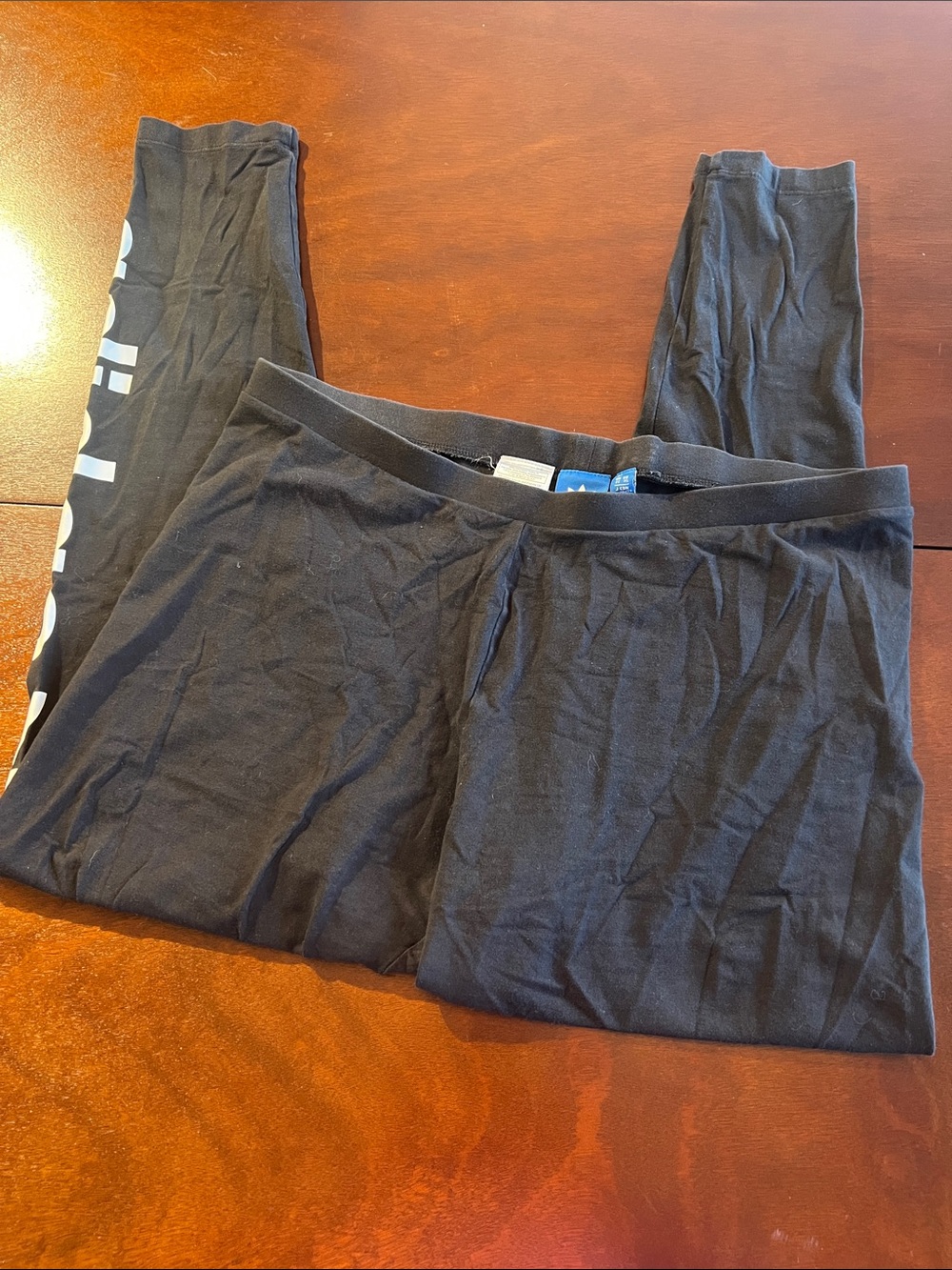 adidas originals Black knit Leggings with White Logo Side Detail